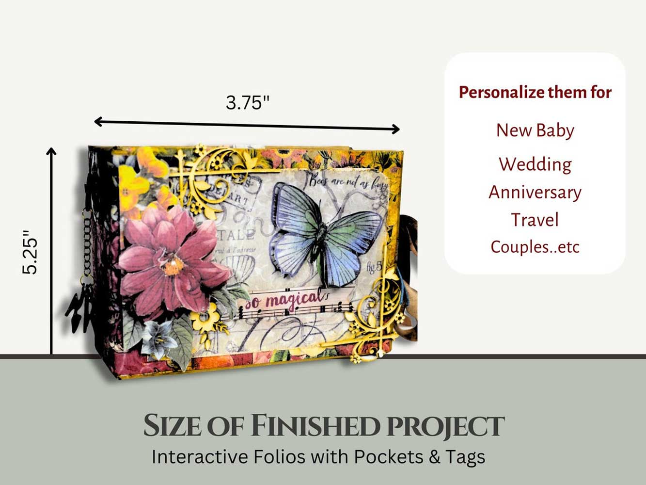 CrafTreat Scrapbook Blanks - Pocket Tag - Black & Kraft [CAB006] - Image 2