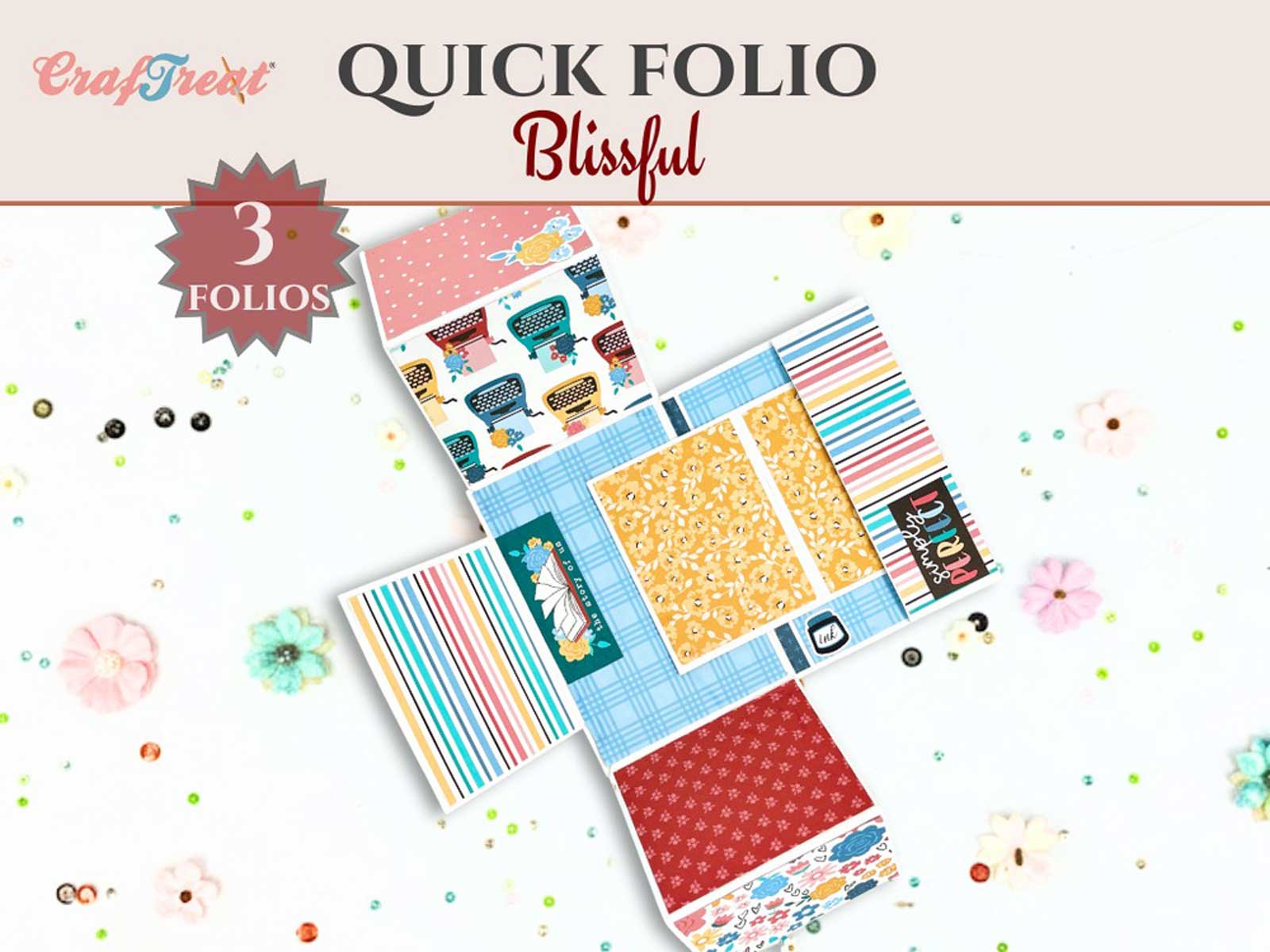 CrafTreat Scrapbook Blanks - Quick Folio - Blissful - Black, Kraft & White [CQF007]