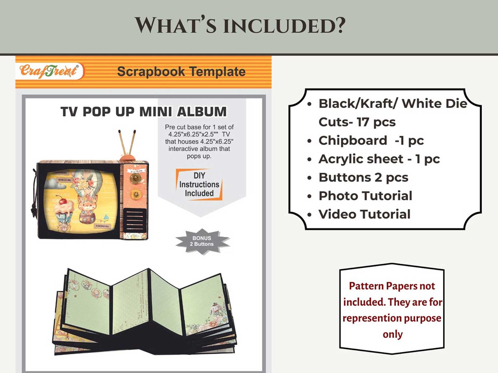 CrafTreat Scrapbook Blanks - TV Pop Up Mini Album - Black [CAB028]