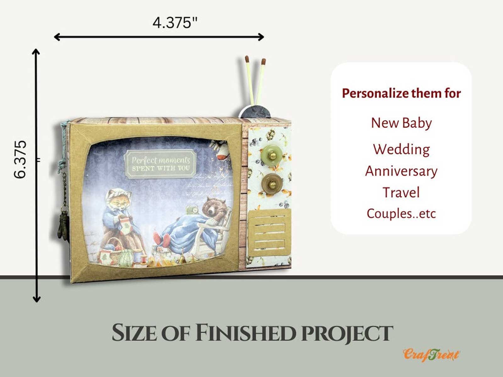 CrafTreat Scrapbook Blanks - TV Pop Up Mini Album - White [CAB030] - Image 2