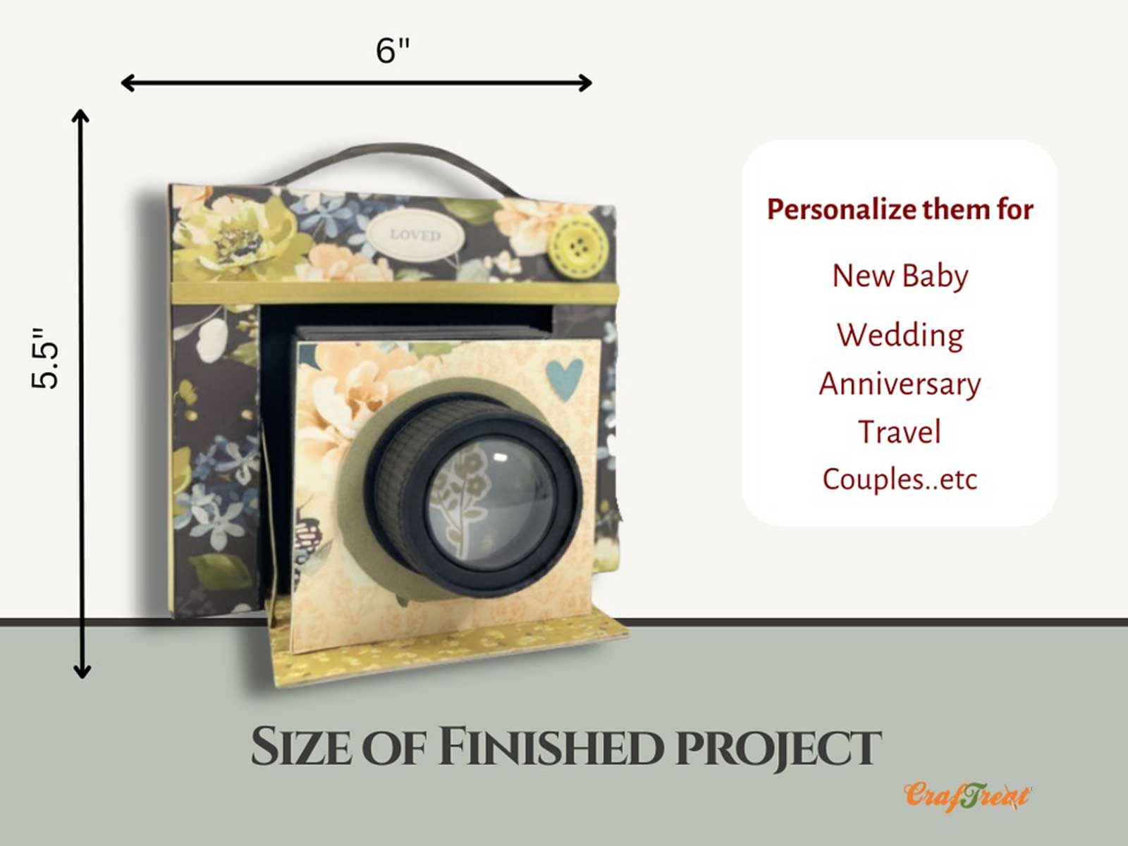 CrafTreat Scrapbook Blanks - Vintage Camera - Ivory [CAB039] - Image 2
