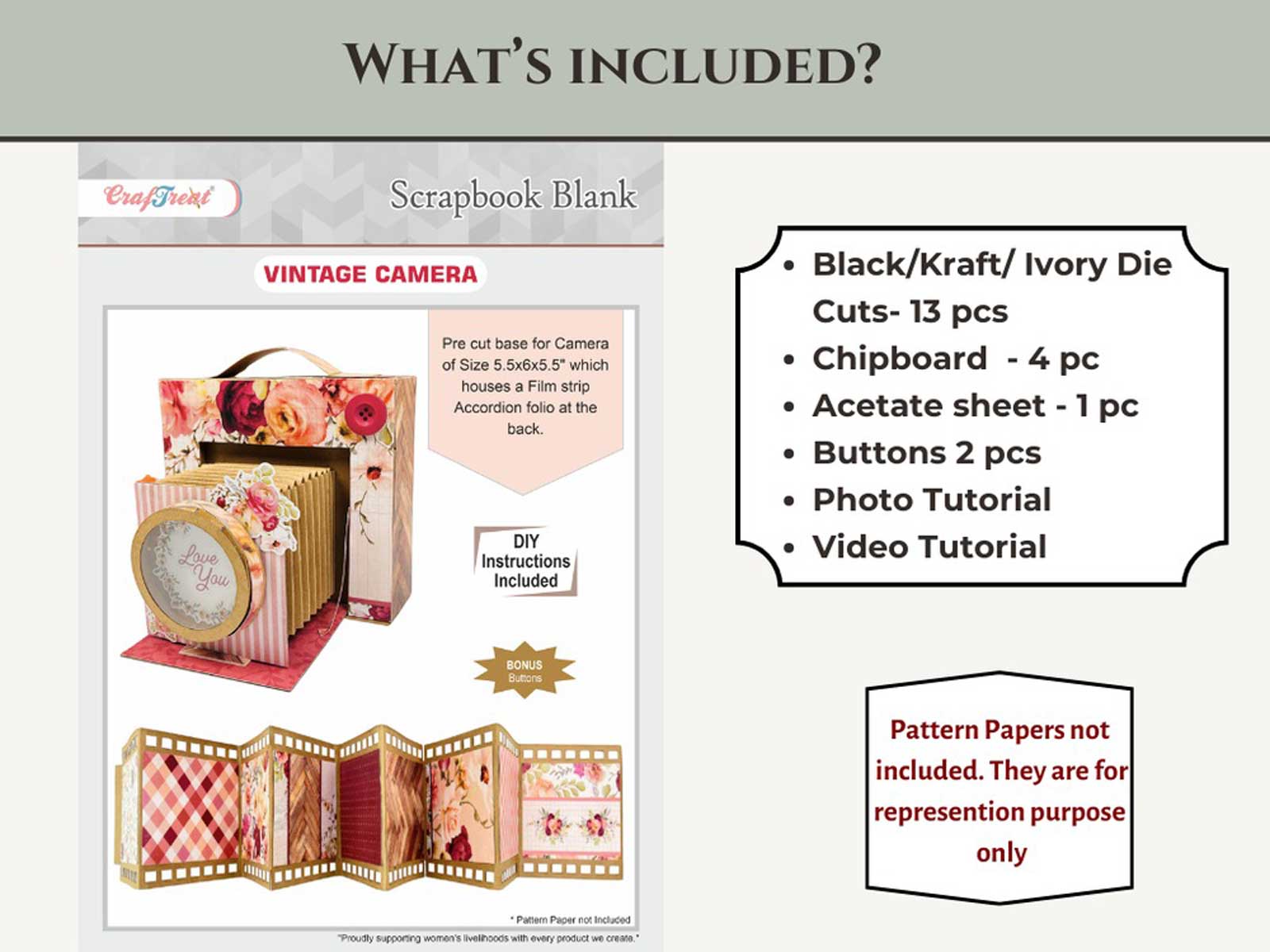 CrafTreat Scrapbook Blanks - Vintage Camera - Kraft [CAB038]