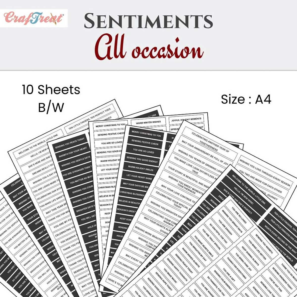 CrafTreat Sentiment Sheets - All Occasion [CSS001]