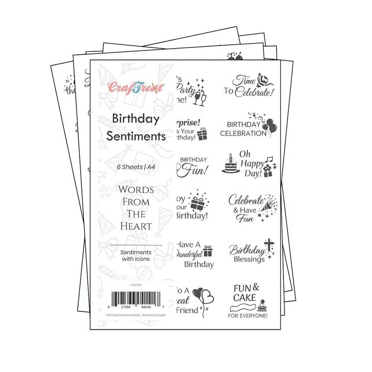 CrafTreat Sentiment Sheets - Birthday Sentiments [CSS003] - Image 2