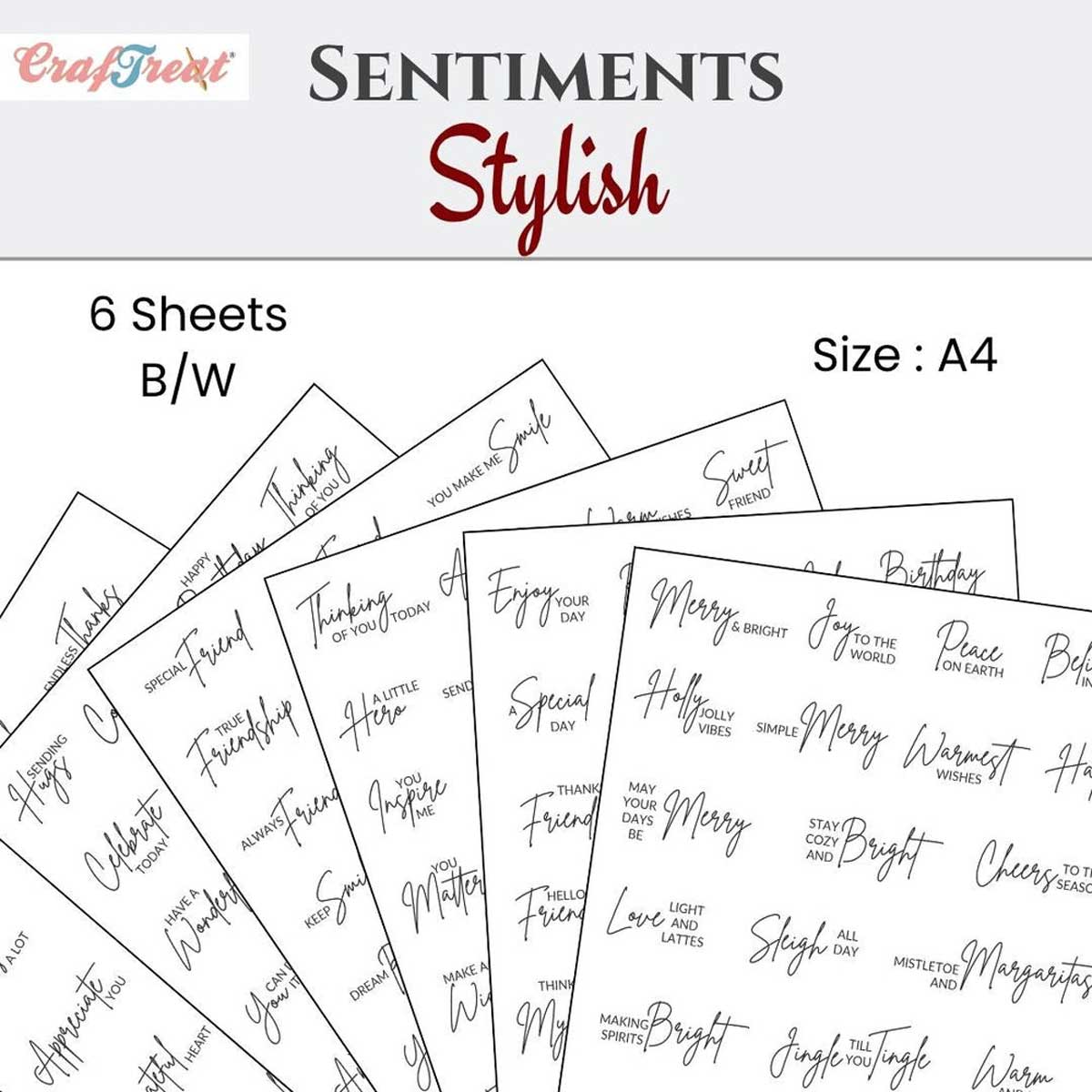 CrafTreat Sentiment Sheets - Stylish Sentiments [CSS002]