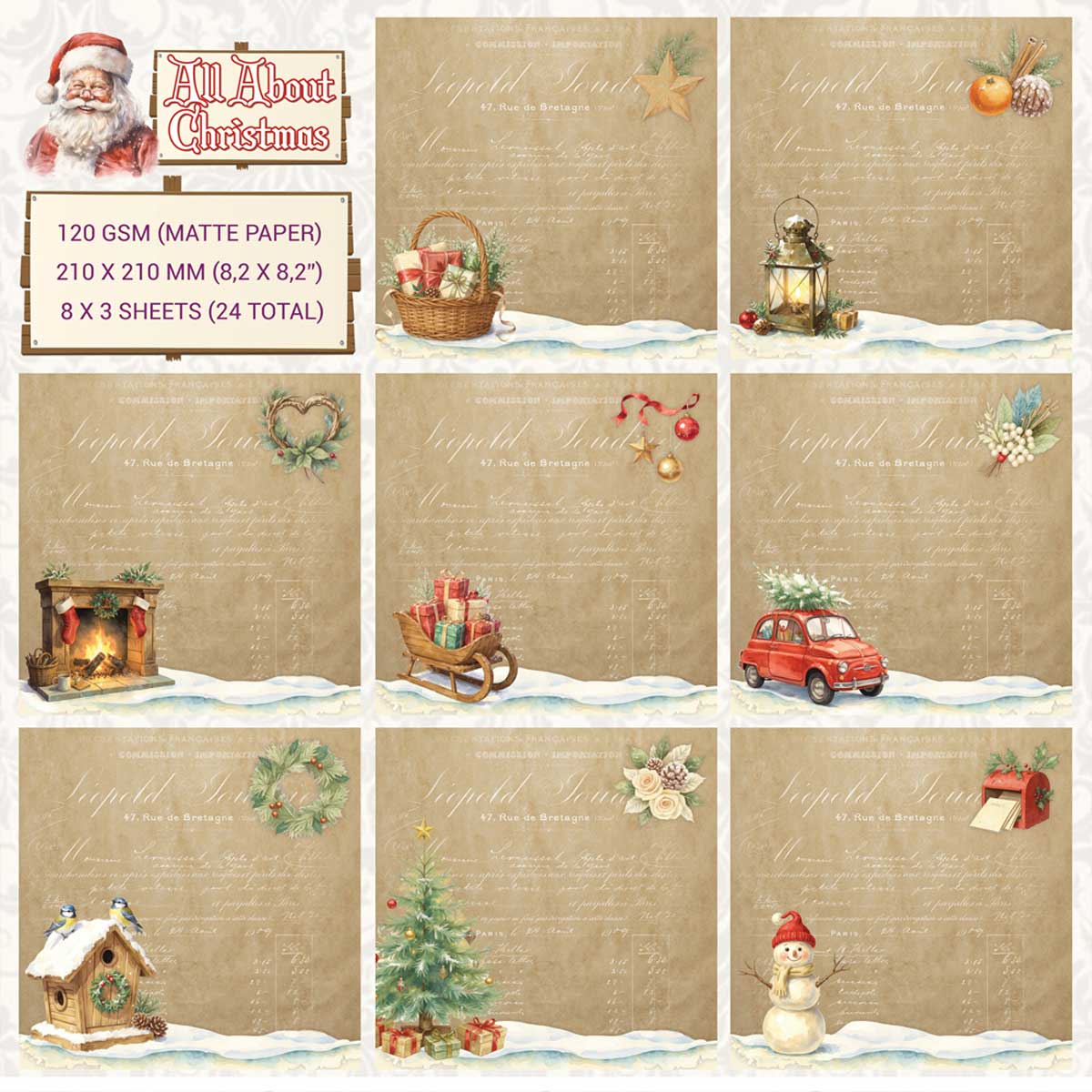 Creatief Art Vintage Parchment Collage Paper - All About Christmas [CCOA-CHRISTMAS-01] - Image 2