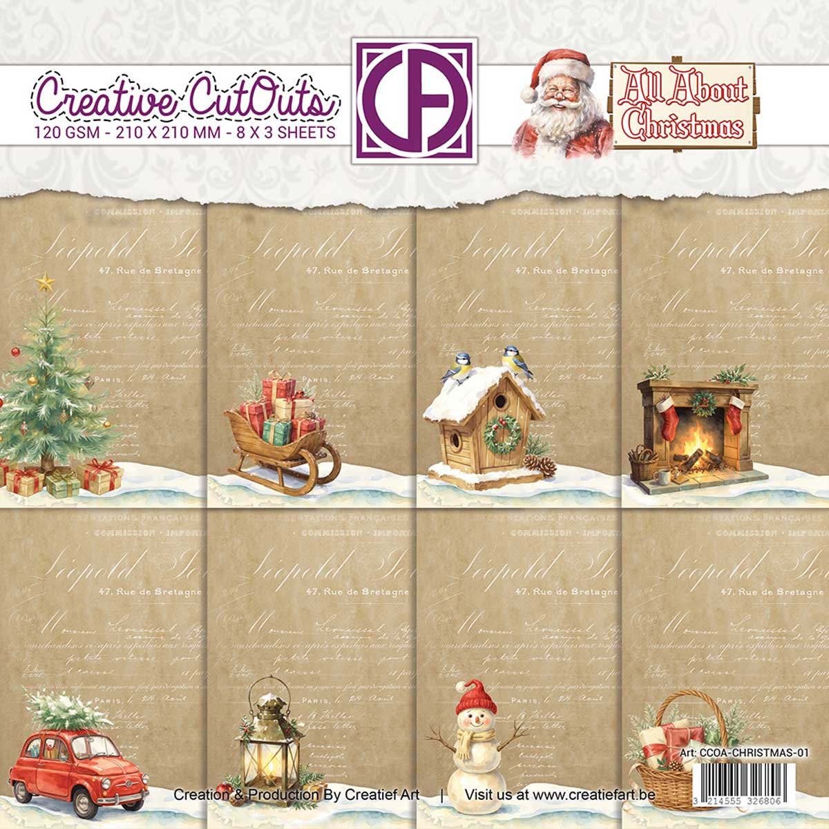 Creatief Art Vintage Parchment Collage Paper - All About Christmas [CCOA-CHRISTMAS-01]