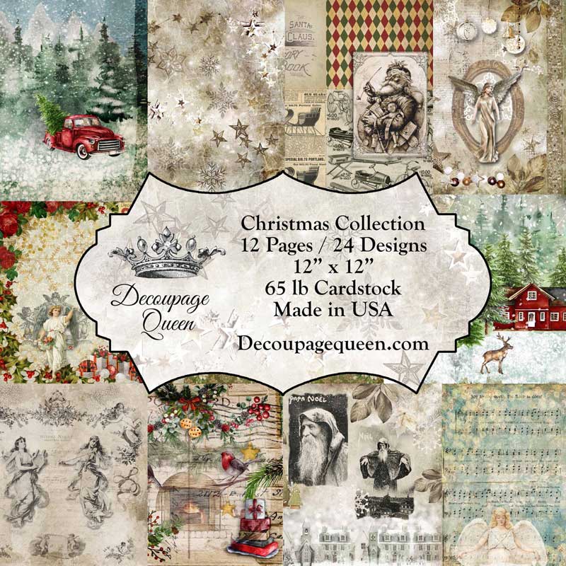Decoupage Queen 12 x 12 Scrapbook Paper Set - Christmas Collection  [DQSB-0003] 