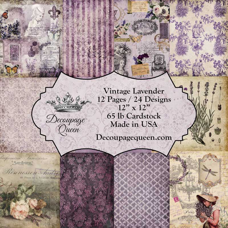Decoupage Queen Vintage Lavender Scrapbook Set - 12 x 12
