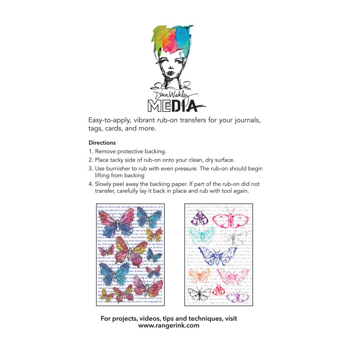 Dina Wakley Media Rub-Ons - Flutters [MDA88301] - Image 2