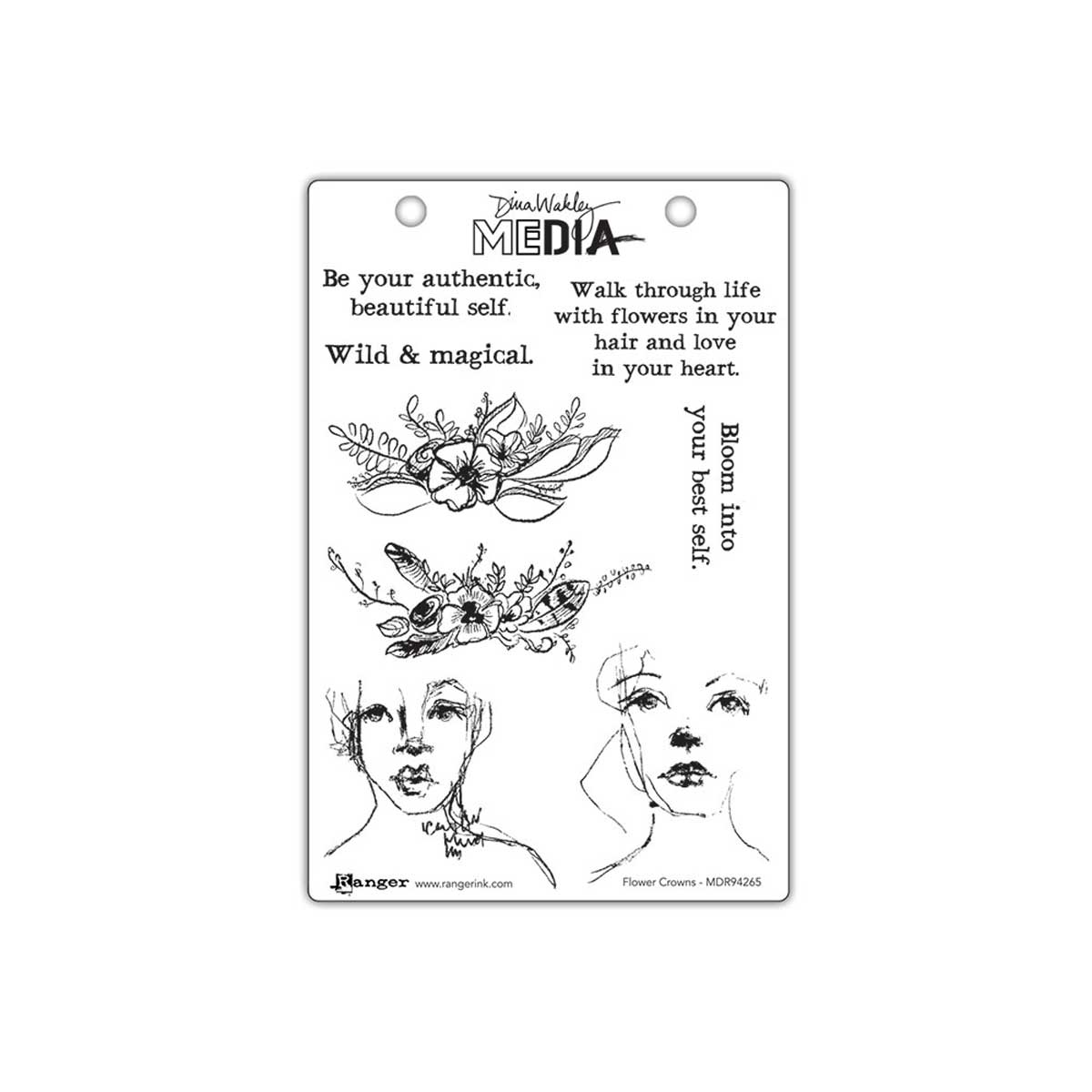 Dina Wakley Media Unmounted Rubber Stamp - Flower Crowns [MDR94265] - Image 2
