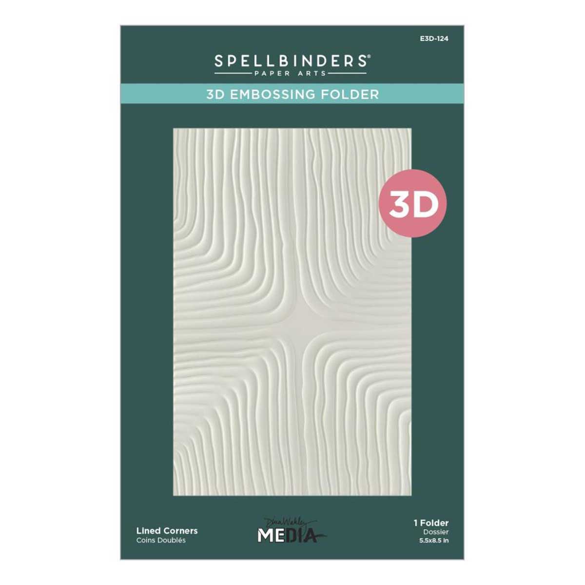 Dina Wakley / Spellbinders Modern Botanicals Collection - 3D Embossing Folder - Lined Corners [E3D-124] - Image 2