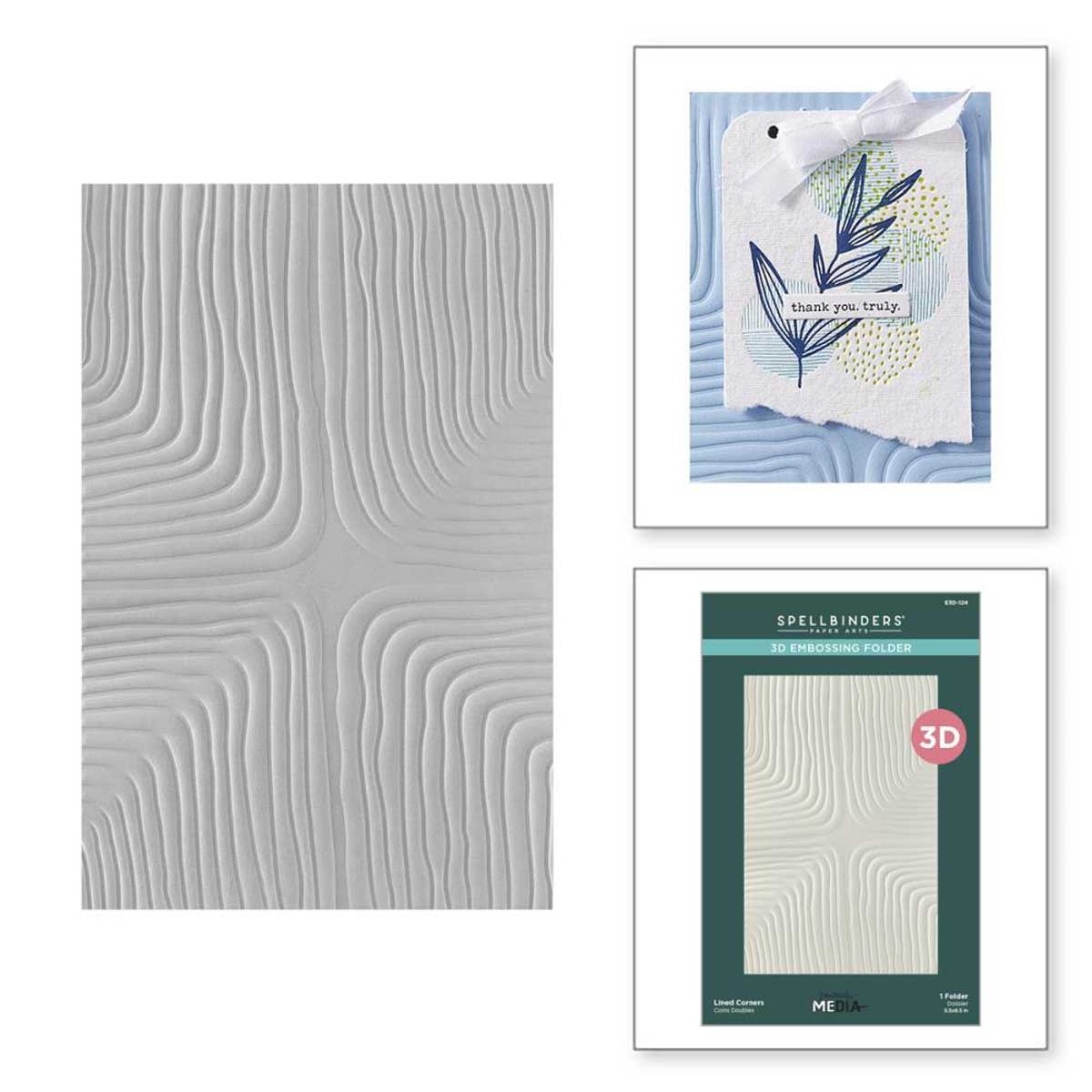 Dina Wakley / Spellbinders Modern Botanicals Collection - 3D Embossing Folder - Lined Corners [E3D-124]