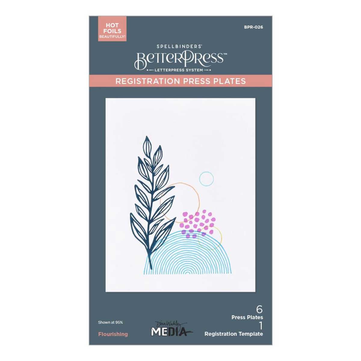 Dina Wakley / Spellbinders Modern Botanicals Collection - Betterpress Registration Press Plates - Flourishing [BPR-026] - Image 2