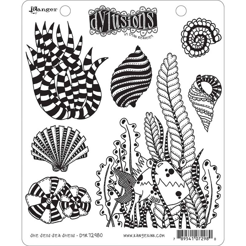 Dyan Reaveley's Dylusions Cling Stamp Collections 8.5X7 She Sells Sea Shells