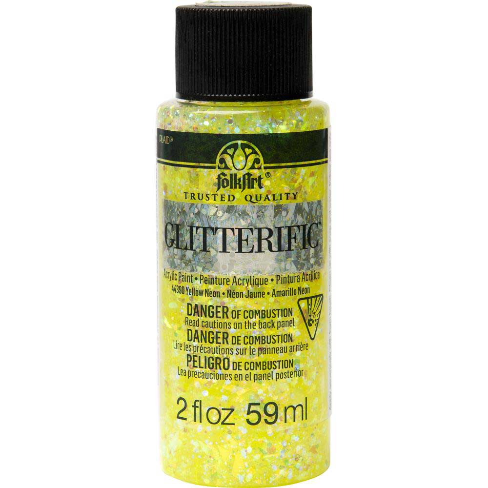 Folk Art Glitterific Paint Neon Yellow [44390]