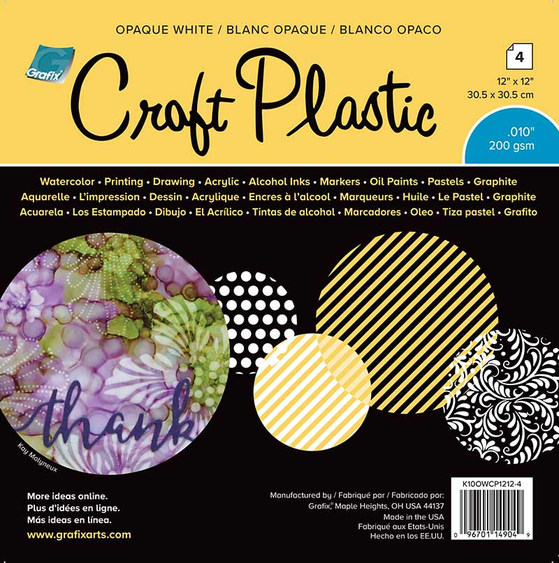 Grafix Craft Plastic Sheets 12x12 4/Pkg - Opaque White .010