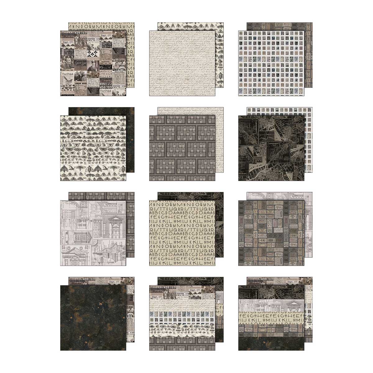 Idea-ology By Tim Holtz Palette Collection 12" x 12" Paper Pad - Charcoal [TH94465] - Image 2