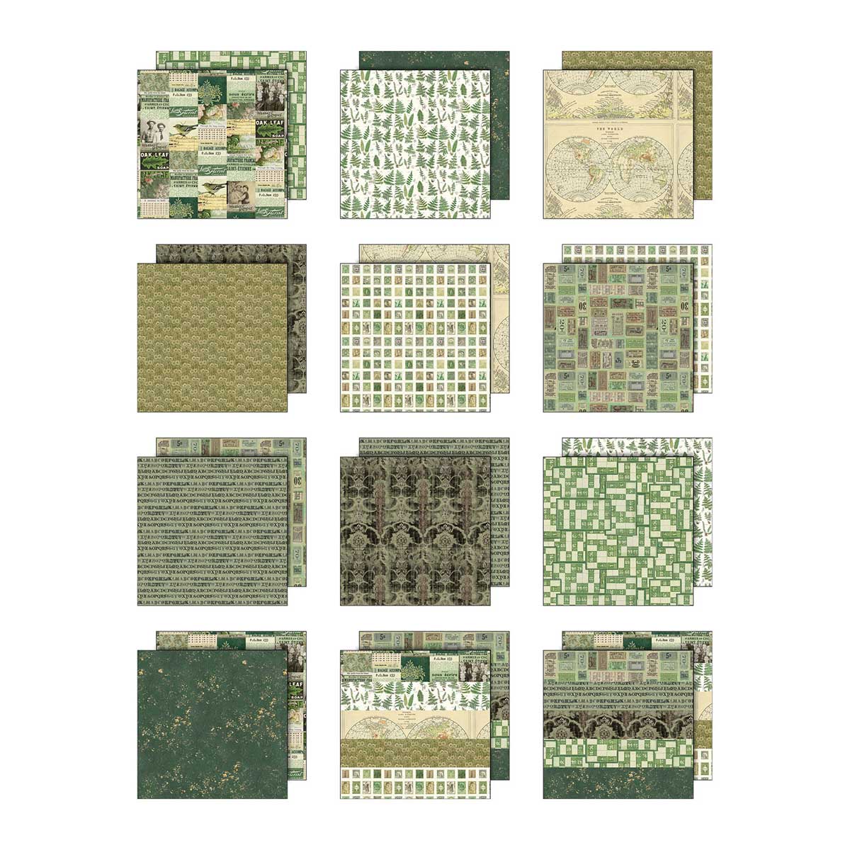 Idea-ology By Tim Holtz Palette Collection 12" x 12" Paper Pad - Green [TH94460] - Image 2