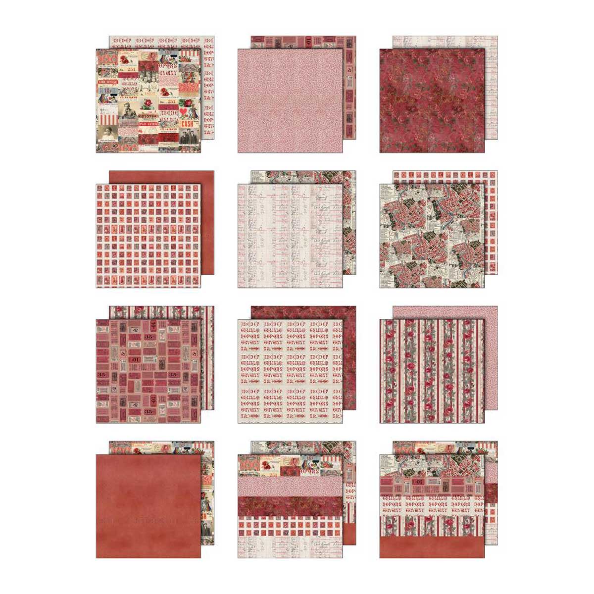 Idea-ology By Tim Holtz Palette Collection 12" x 12" Paper Pad - Red [TH94456] - Image 2