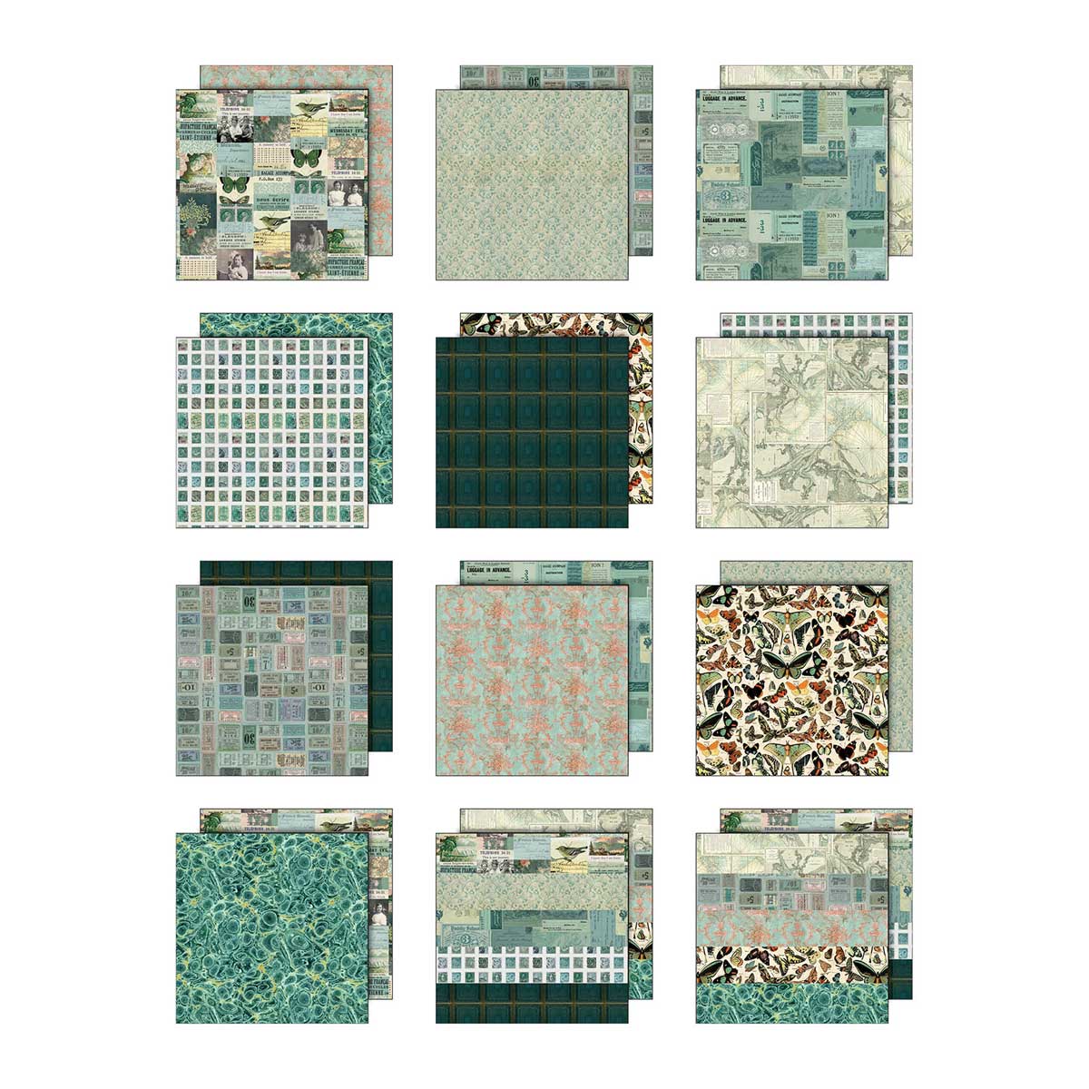Idea-ology By Tim Holtz Palette Collection 12" x 12" Paper Pad - Teal [TH94461] - Image 2