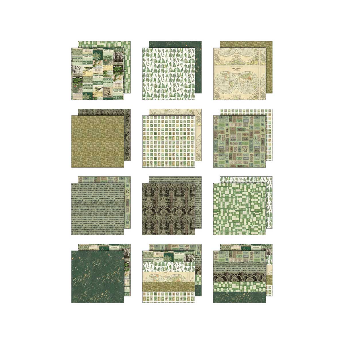 Idea-ology By Tim Holtz Palette Collection 8" x 8" Paper Pad - Green [TH94474] - Image 2