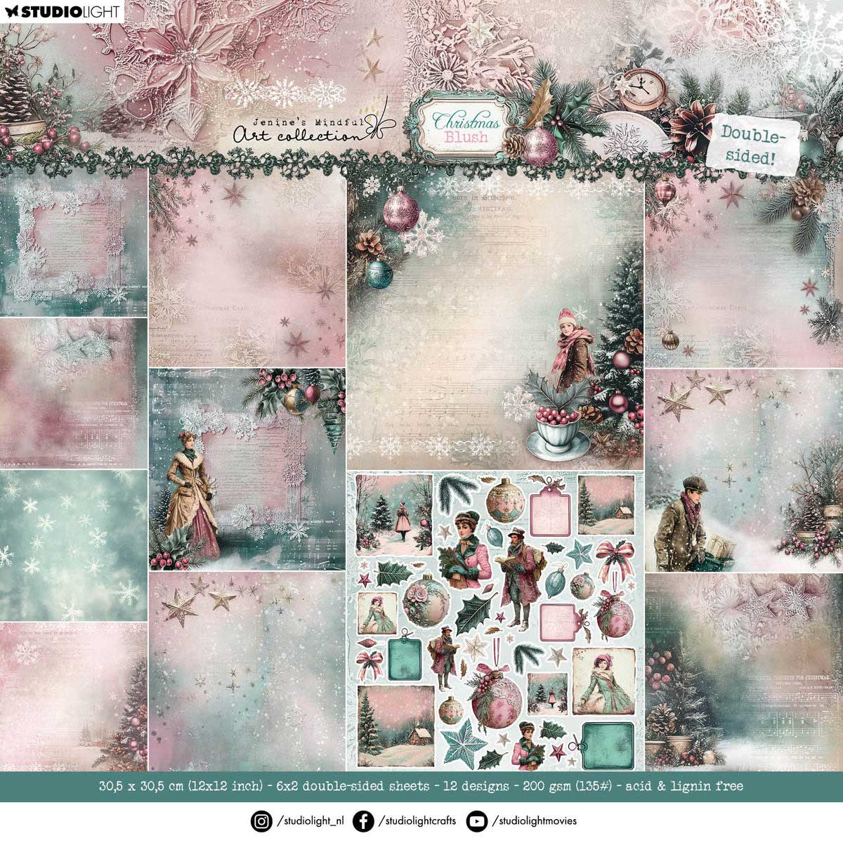 Jenine's Mindful Art Christmas Blush Collection - 12" x 12" Paper Pad [JMA-CB-DPP394]