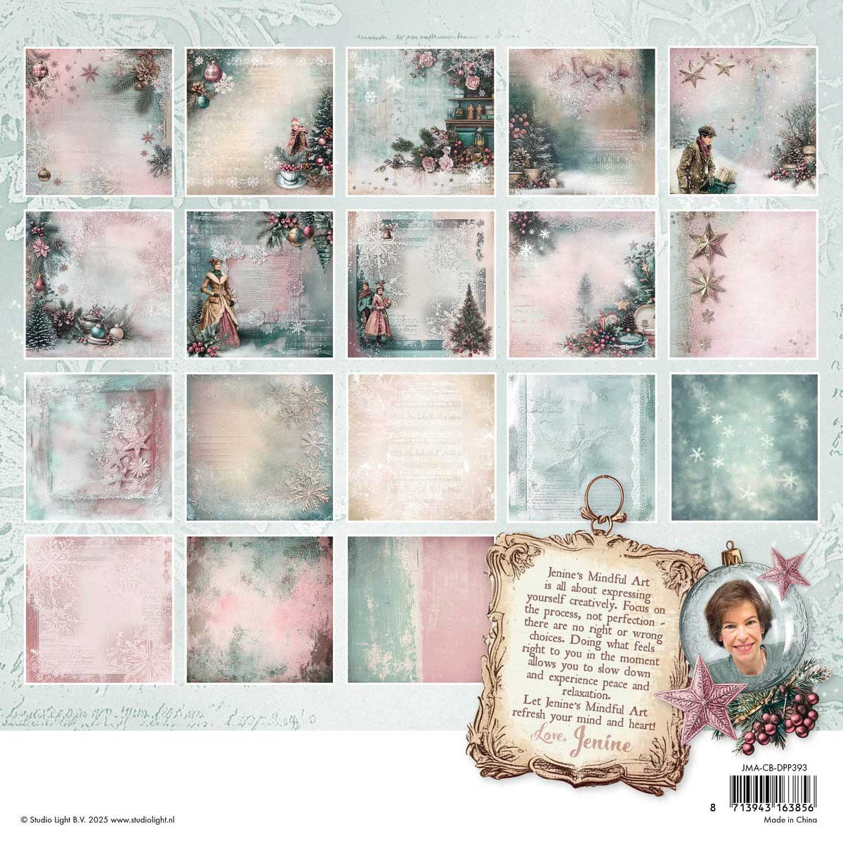 Jenine's Mindful Art Christmas Blush Collection - 8" x 8" Backgrounds Paper Pad [JMA-CB-DPP393] - Image 2
