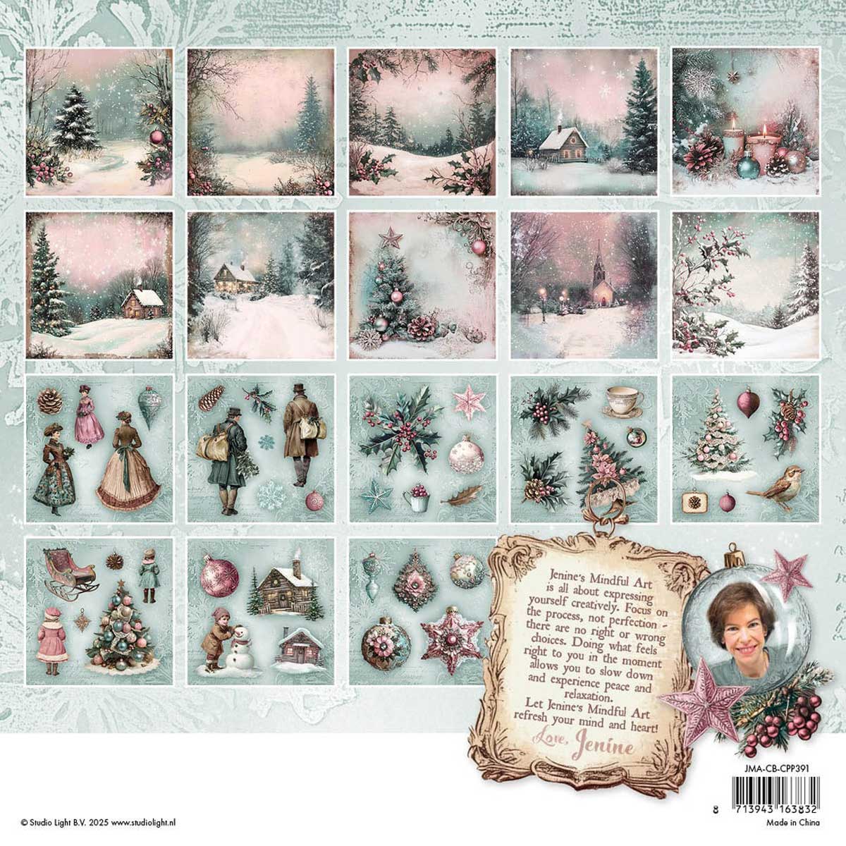 Jenine's Mindful Art Christmas Blush Collection - 8" x 8" Collage Paper Pad [JMA-CB-CPP391] - Image 2
