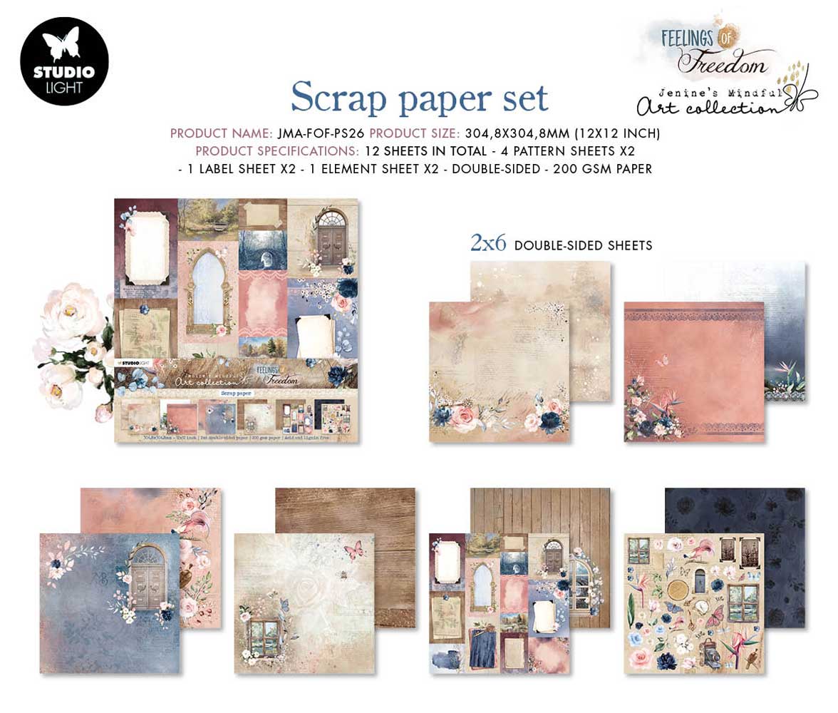 Jenine's Mindful Art Feelings Of Freedom Collection - 12" x 12" Scrap Paper [JMA-FOF-PS26] - Image 2
