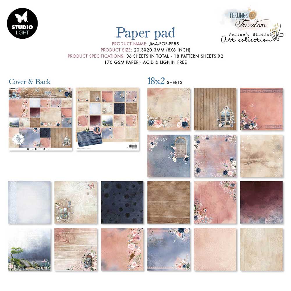 Jenine's Mindful Art Feelings Of Freedom Collection - 8" x 8" Paper Pad [JMA-FOF-PP85] - Image 3