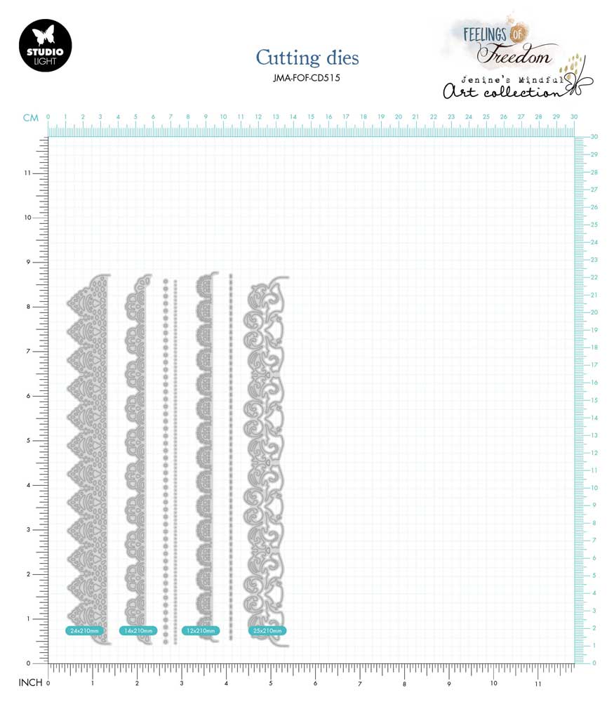 Jenine's Mindful Art Feelings Of Freedom Collection - Cutting & Embossing Die - Lace Border Set [JMA-FOF-CD515] - Image 3