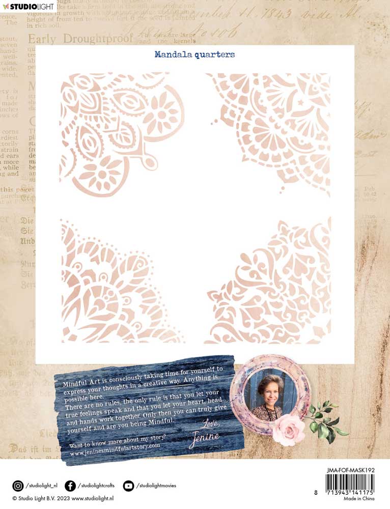 Jenine's Mindful Art Feelings Of Freedom Collection - Mask - Mandala Quarters [JMA-FOF-MASK192] - Image 2