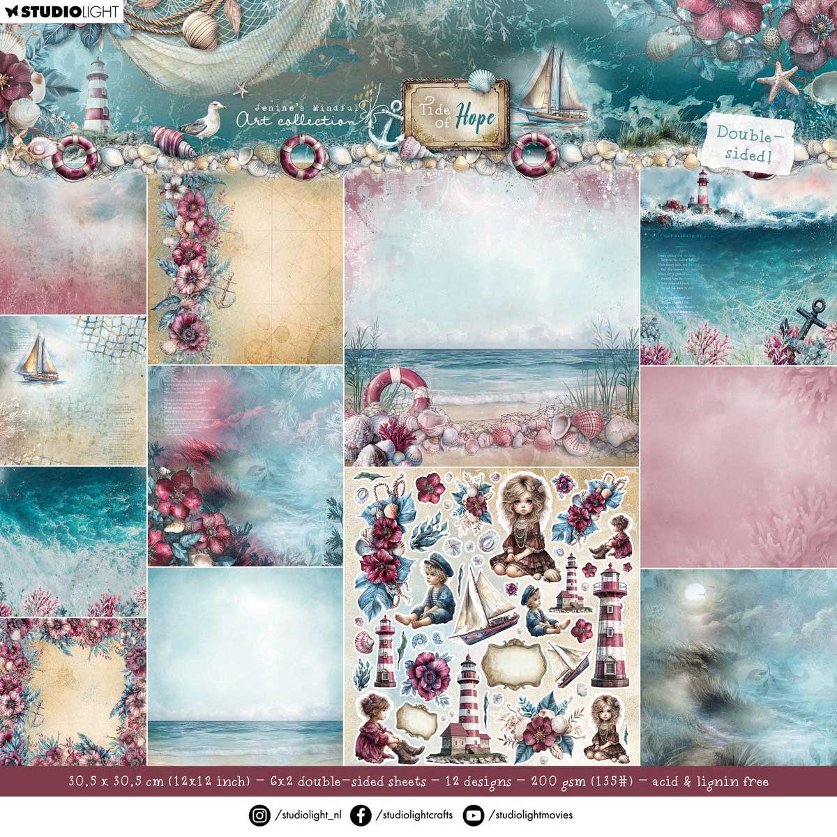 Jenine's Mindful Art Tide Of Hope Collection - 12" x 12" Paper Pad [JMA-TH-DPP435]