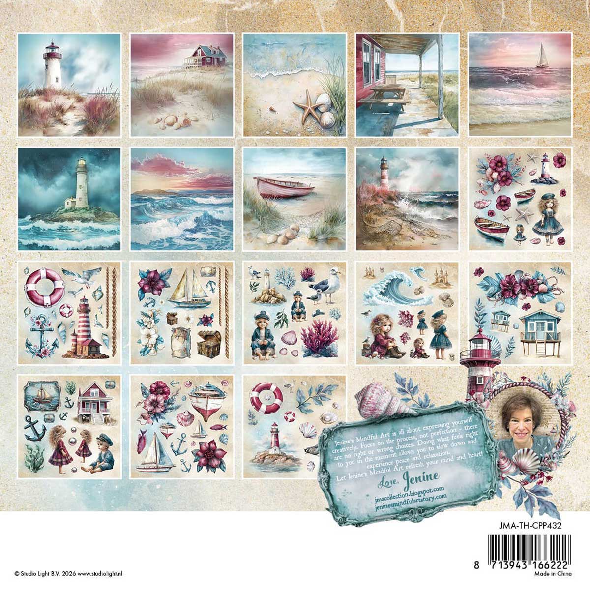 Jenine's Mindful Art Tide Of Hope Collection - 8" x 8" Collage Paper Pad [JMA-TH-CPP432] - Image 2