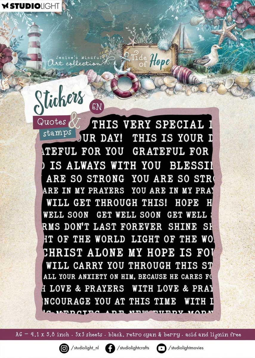 Jenine's Mindful Art Tide Of Hope Collection - Stickers - Quotes & Stamps [JMA-TH-STIC71]