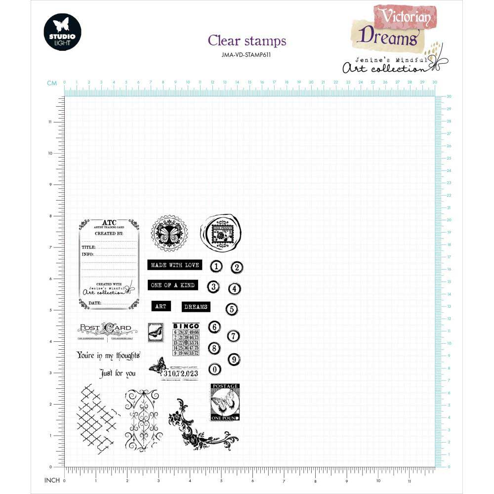 Jenine's Mindful Art Victorian Dreams Collection - Clear Stamp Set - ATC Embellishments [JMA-VD-STAMP611] - Image 2