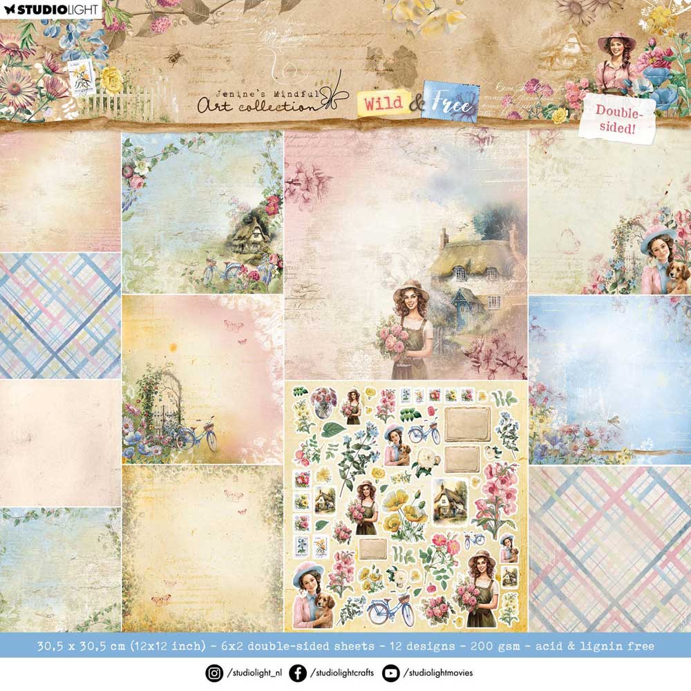 Jenine's Mindful Art Wild & Free Collection - 12" x 12" Paper Pad [JMA-WAF-DPP182]