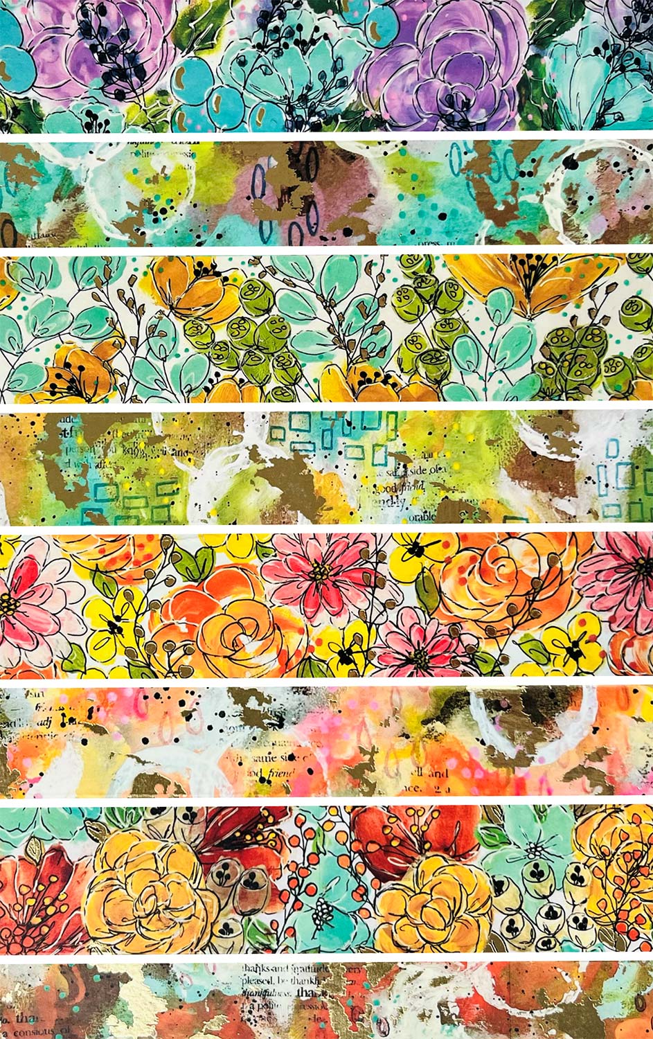 Joggles / Erin Bishop Fabulous Florals Washi Tape With Foil Accents - Fall - 40mm x 10 Meters [74857] - Image 2