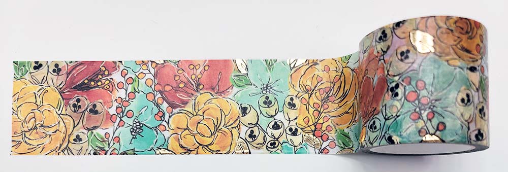 Joggles / Erin Bishop Fabulous Florals Washi Tape With Foil Accents - Fall - 40mm x 10 Meters [74857]