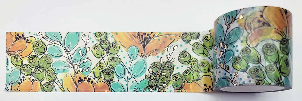Joggles / Erin Bishop Fabulous Florals Washi Tape With Foil Accents - Spring - 40mm x 10 Meters [74859]