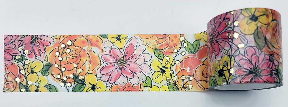 Joggles / Erin Bishop Fabulous Florals Washi Tape With Foil Accents - Summer - 40mm x 10 Meters [74861]