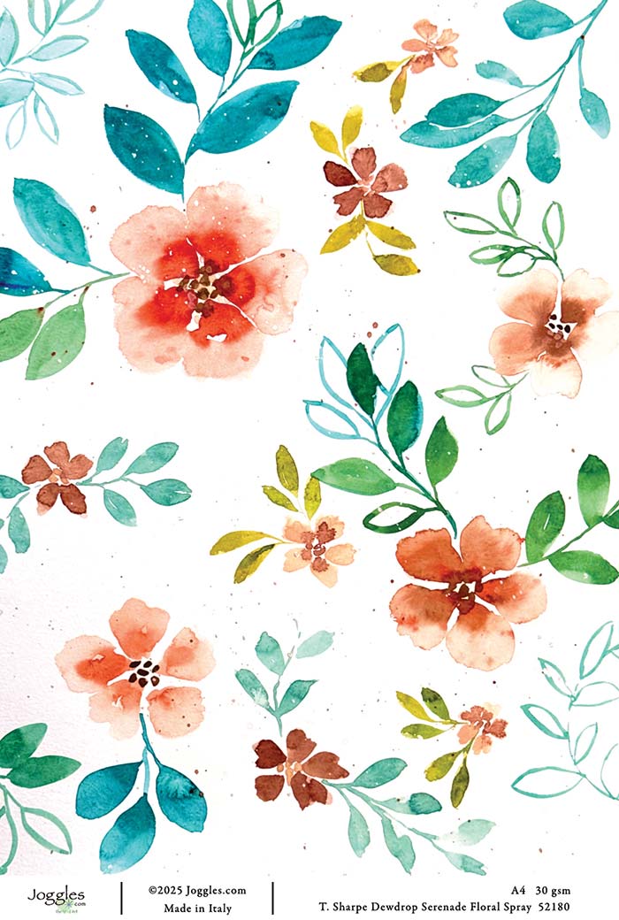 Joggles / Tiffany Sharpe A4 Rice Paper - Dewdrops Serenade - Floral ...
