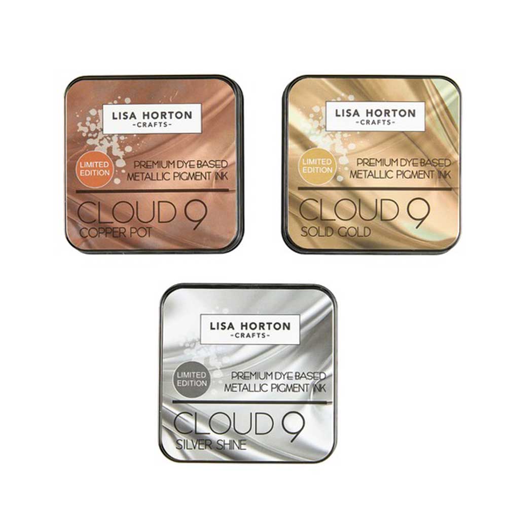 Lisa Horton Crafts Limited Edition Metallic Ink Pads - Copper Pot, Silver Shine & Solid Gold [LHCIP179]