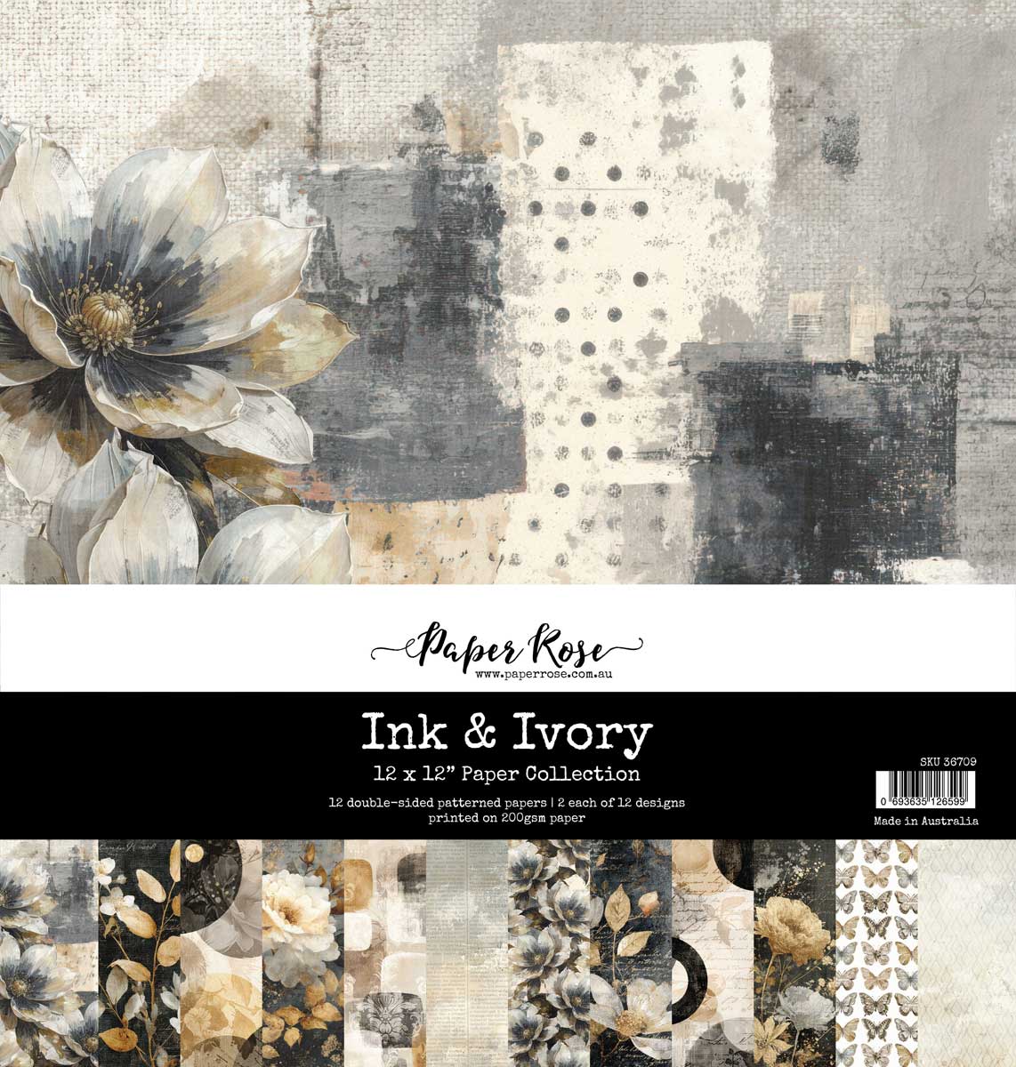 Paper Rose Ink & Ivory Collection - 12" x 12" Paper Collection [36709]