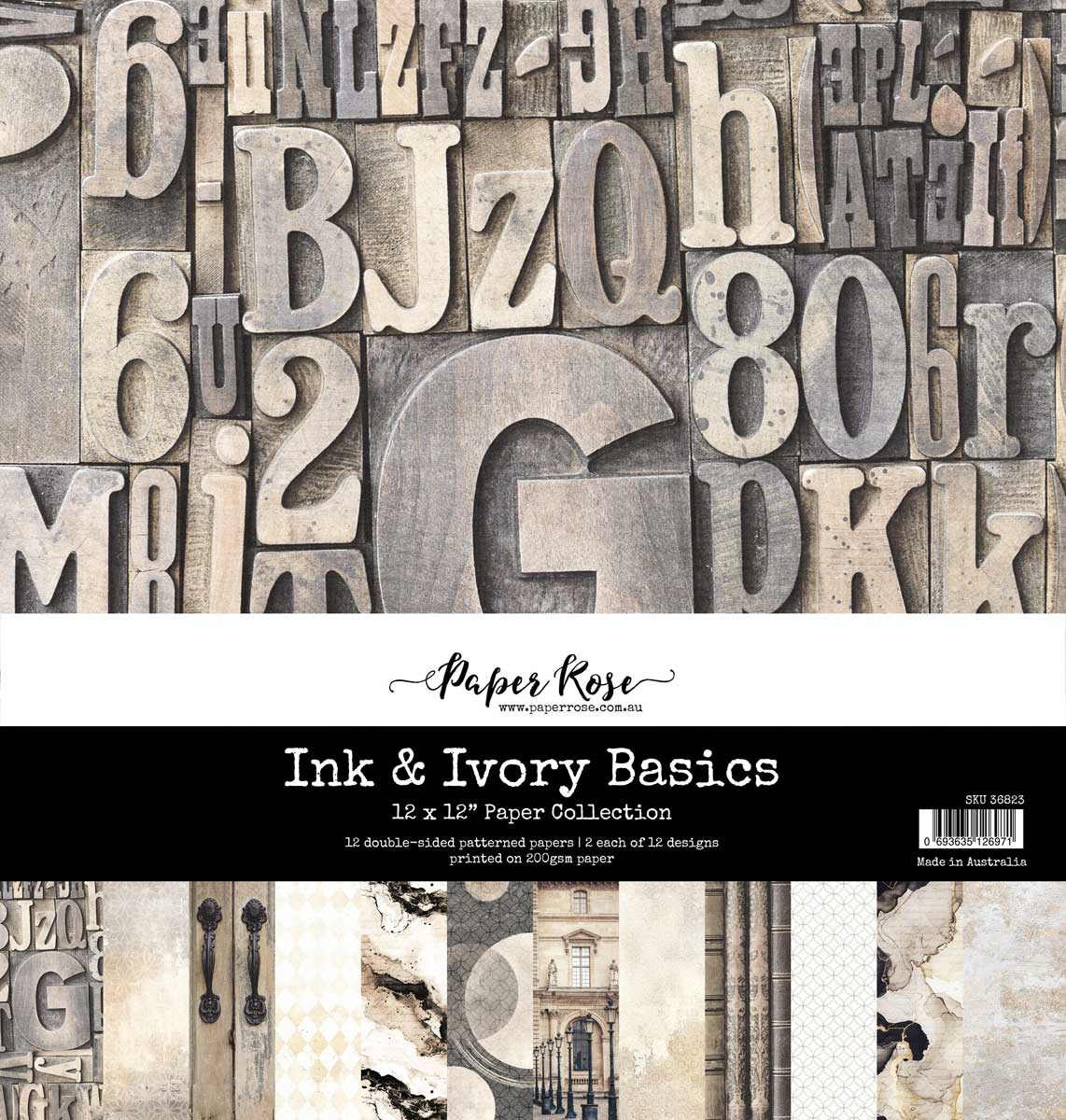 Paper Rose Ink & Ivory Collection - 12" x 12" Paper Collection - Basics [36823]