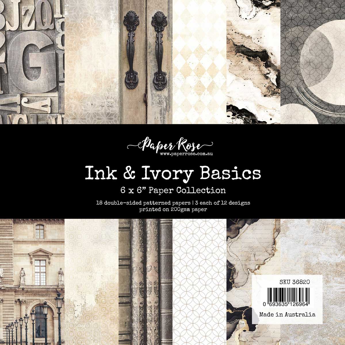 Paper Rose Ink & Ivory Collection - 6" x 6" Paper Collection - Basics [36820]