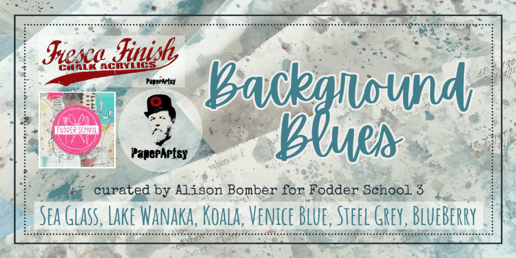 PaperArtsy Fresco Finish Paint Fodder School Set - Background Blue [EAB-FF-BLUES] - Image 2