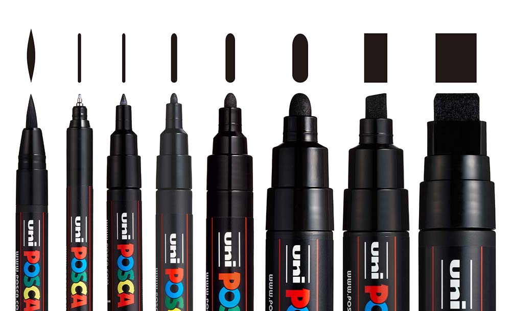 New Uni POSCA Mixed Marker Pack - 7 Black Paint Markers In Various Sizes -  - Art Pens & Markers, Facebook Marketplace