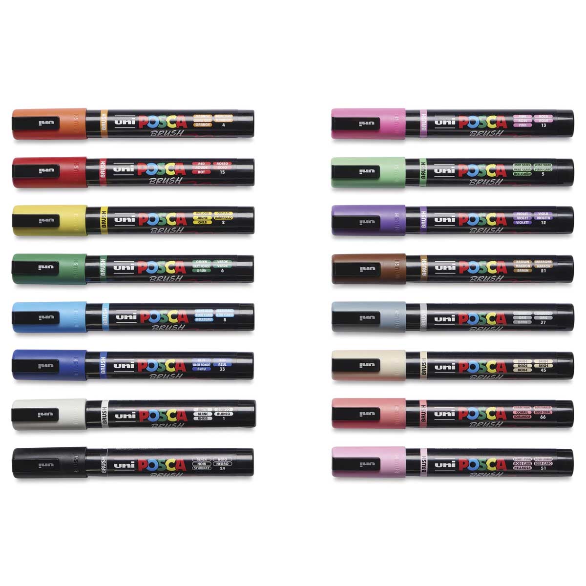 POSCA Paint Pens Brush Tip PC-5BR -  Set Of 16 [PX311902000] - Image 2
